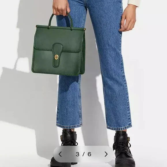 COACH OG Willis Top Handle Black Leather Satchel Handbag Purse - Picture 11 of 12